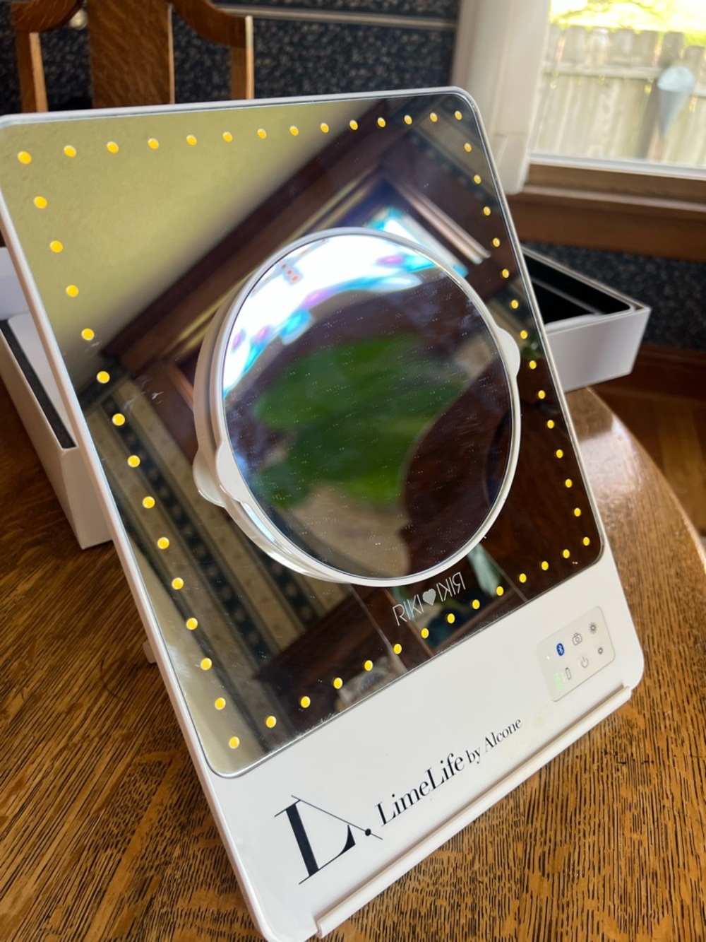 Riki Skinny LED Lighted Vanity Mirror with Magnifier - Picture 2 of 14